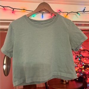 Teal Urban Outfitters Cropped T-Shirt